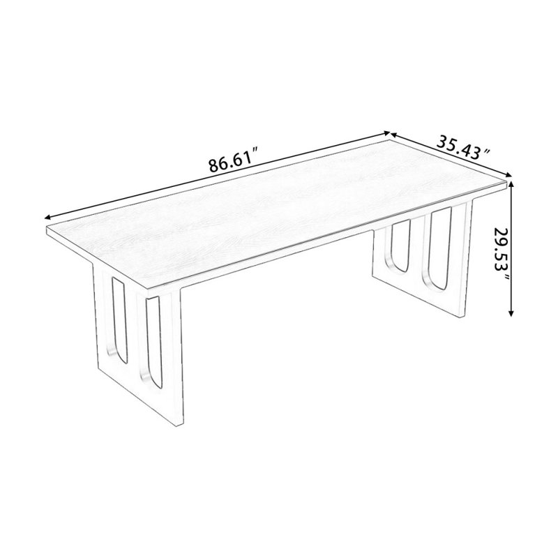 Bureaux rectangulaires noirs en bois massif, H 29,53 po x l 86,61 po x P 35,43 po