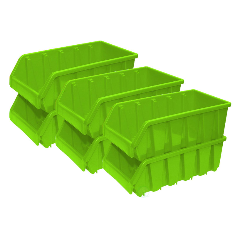 Set of 6 Green Collapsible Square Storage Bins