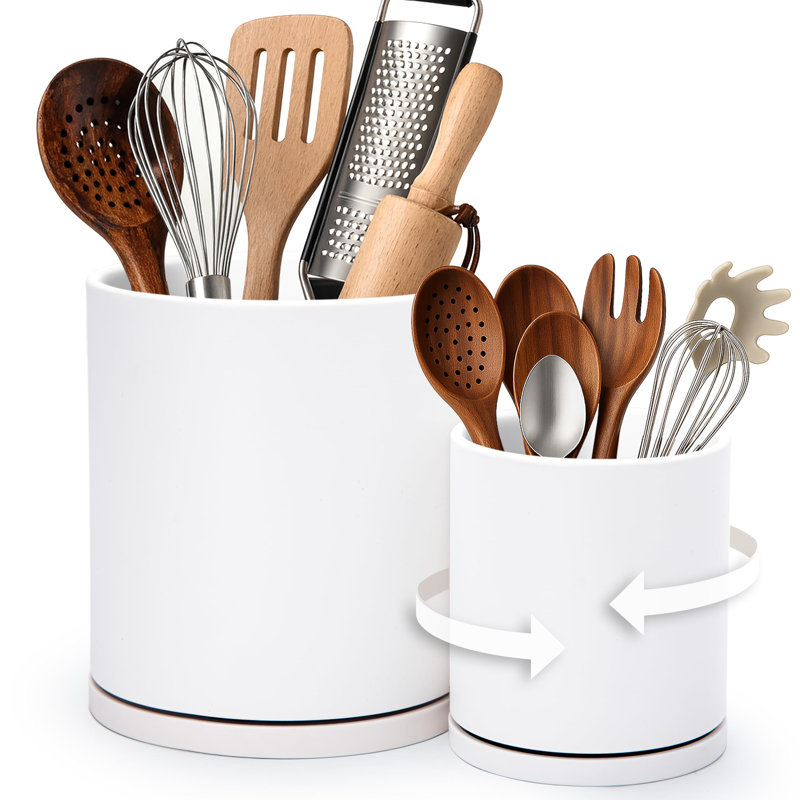 Ensemble de porte-ustensiles de cuisine pivotant à 360 ° - 7,2 "+ 5" pots à ustensiles de cuisine