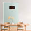 Lustre de style scandinave, structure en métal noir, hauteur réglable (15,0 - 46,5 pouces) | Capuchon en tissu de 15,7 pouces de diamètre, douille E27 de 40 W maximum | Élégant luminaire pour décoration intérieure moderne, classé IP20-25505314-25505315