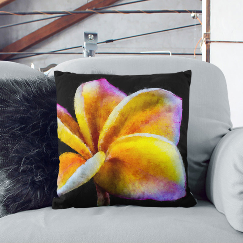 Frangipani Flower Painting Floral Scatter Cushion, 40cm H x 40cm W x 15cm D