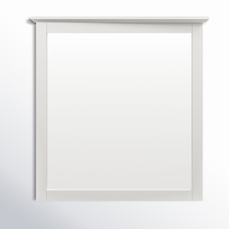 Monza Wood Rectangle Wall Mirror, Snowfall White