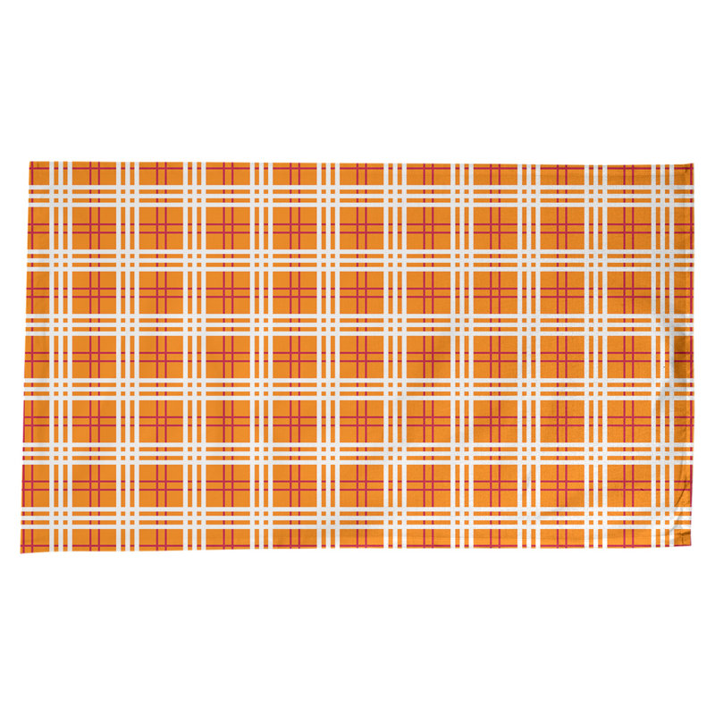 Nappe en mélange de coton à carreaux, Orange; rouge; blanc
