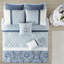 Édredon pour très grand lit 8 pièces, imprimé bleu, rembourrage, 2 taies décoratives, coussin carré Euro 1, 8 motifs, literie lavable à la machine-119384837