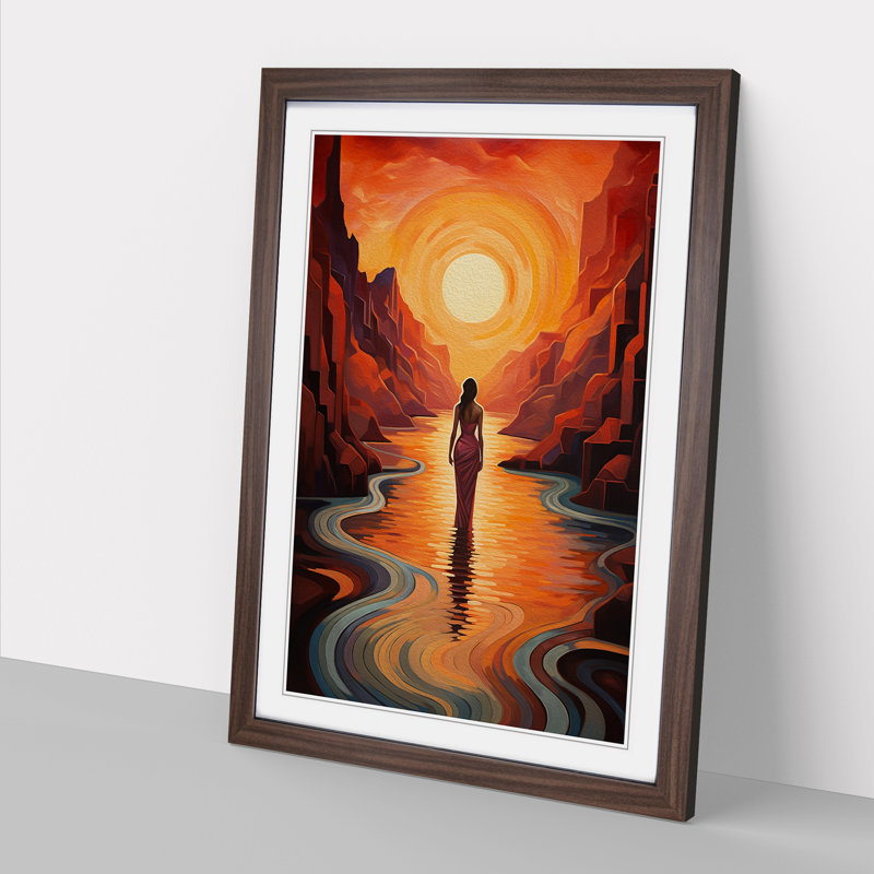 Single Picture Frame Print on Wood, Walnut Framed, 34cm H x 25cm W