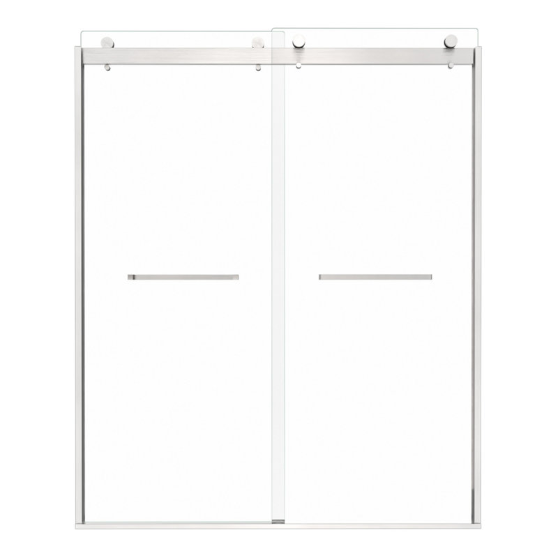 Porte de douche à dérivation, porte coulissante, avec verre trempé 5/16 po, Nickel brossé