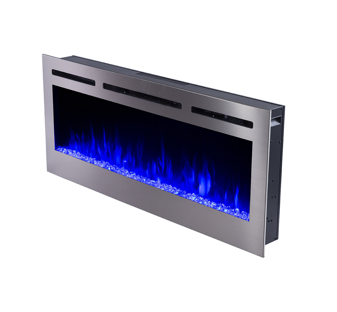 The Sideline Deluxe Stainless Steel Recessed/Wall Mount Smart Electric Fireplace Touchstone 