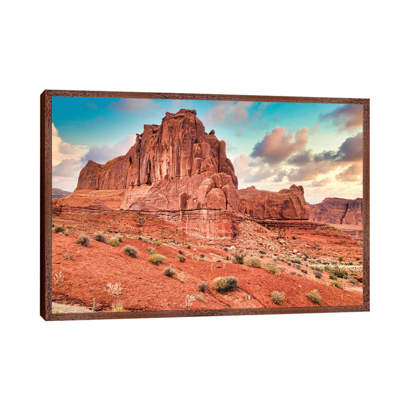 Desert Fortress by Mark Paulda - Print on Canvas, 45.72cm H x 66.04cm W x 3.81cm D, Classic Brown Wood Floater Framed