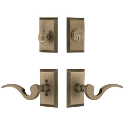Nostalgic Warehouse Studio Entry Set with Manor Lever in Antique Brass