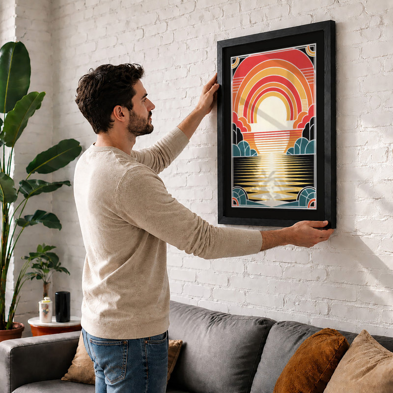 Sunrise Art Deco - Framed Print, Walnut, A3 - 42.0 x 29.7 cm