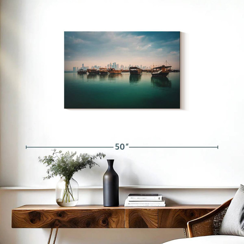 Mehar, corniche de Dhang, bateaux de boutre, H 20 po x l 30 po