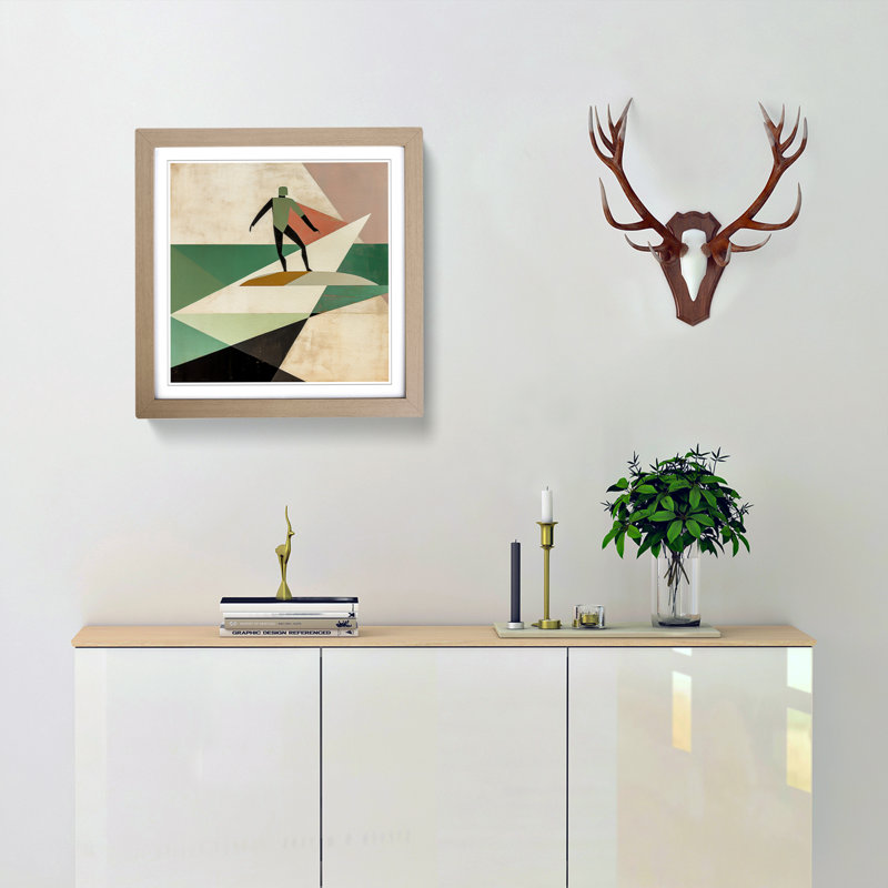 Surfing Suprematism - Framed Print, Oak