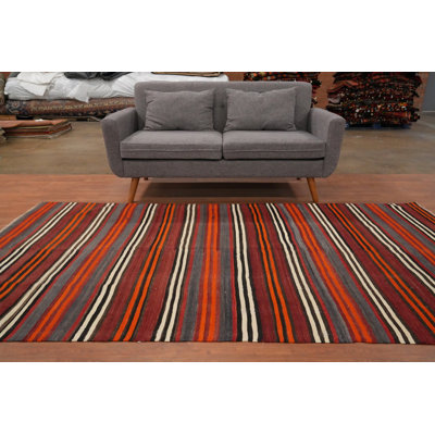 Tapis rayé en laine 5 x 9