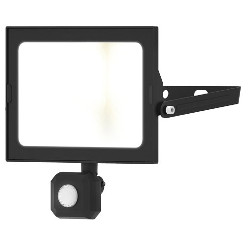 Motion Sensor Floodlight (Black) 4250lm IP44 Rated Compact LED Integrated 50W Flood Light - 4L2/1017