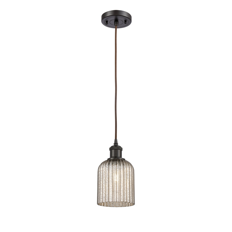 Luminaire suspendu 1 lumière Aalina, Bronze frotté à l'huile, Gloss White