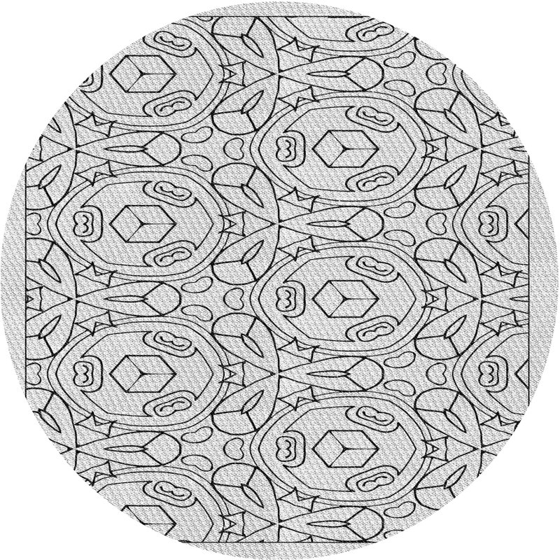 Tapis gris tissé à la machine, Rond 5 pi