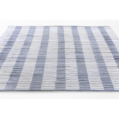 Acerra Blue Hand-Woven Striped Outdoor Rug
