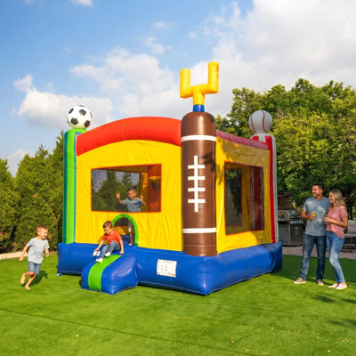 HeroKiddo 13' Sports Commercial Strength Reinforced Construction Bounce House for Kids and Adults (with Blower)