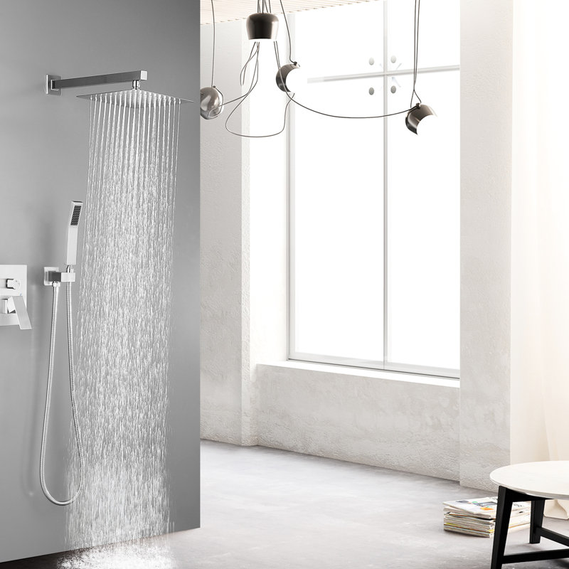 Mélangeur de luxe pour salle de bain à pomme de douche 10 pouces - Fixation murale, buse autonettoyante, conforme à la norme américaine
