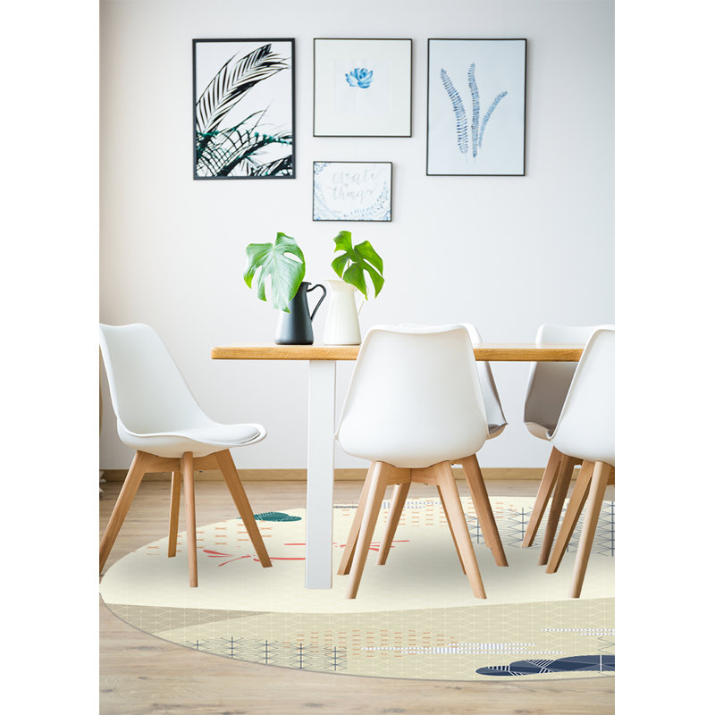 Bergevin Vinyl Machine Printed Area Rug, Round 4'11.1"