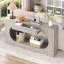 Console 63 po à grain de bois gris moderne avec tiroir de rangement