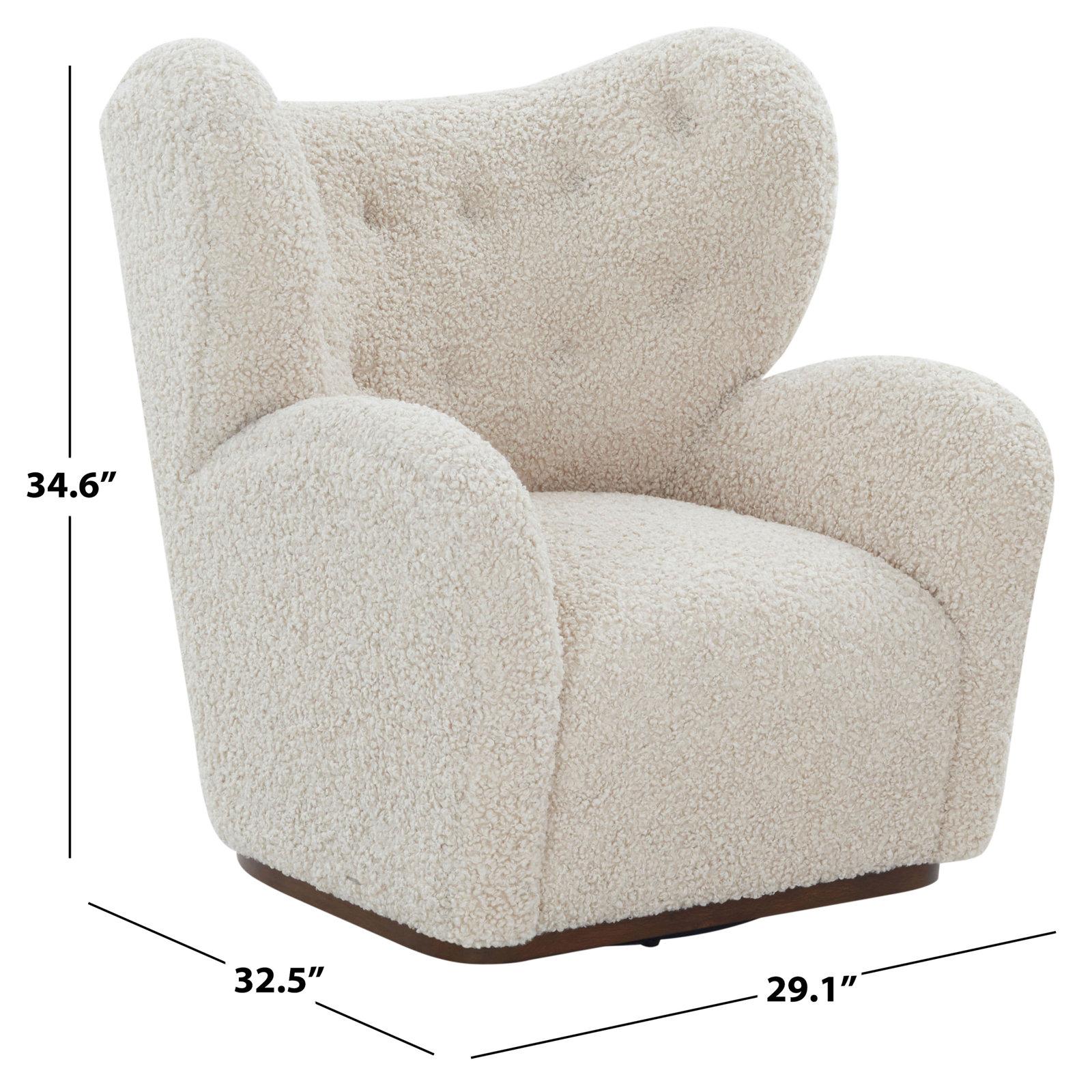 Galloway Teddy Swivel Chair, Off White Faux Shearling