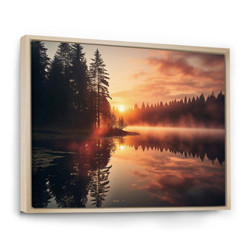 «Magicak Sunrise Over The Mountain Lake», reproduction sur toile, H 30 po x l 40 po x P 1,5 po, Cadre naturel flottant
