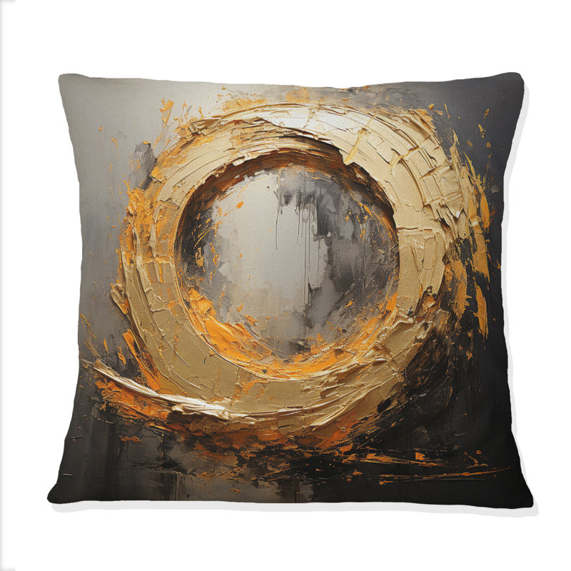Coussin décoratif en spirale, peinture en or rétro sur fond noir I