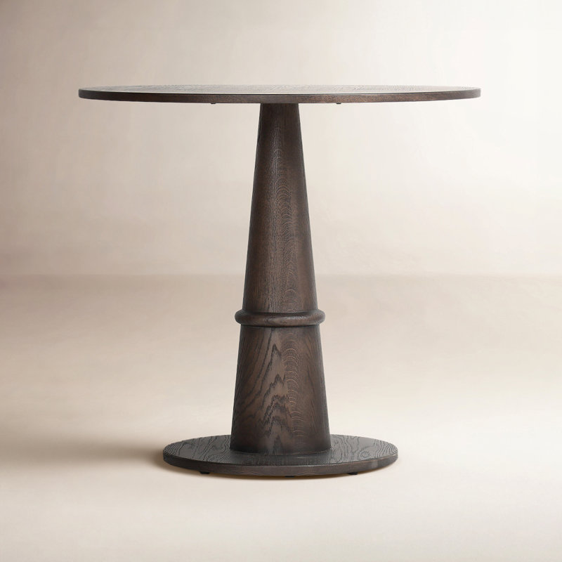 Goetz Bar Table-brown Oak-bar, Warm Gray Marble/Brown Oak, 42.5" H x 32" L x 32" W