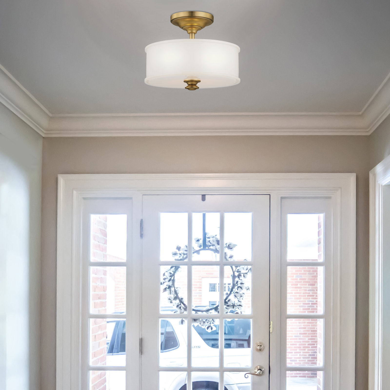 Everlee 2-Light Semi Flush Mount, Liberty Gold