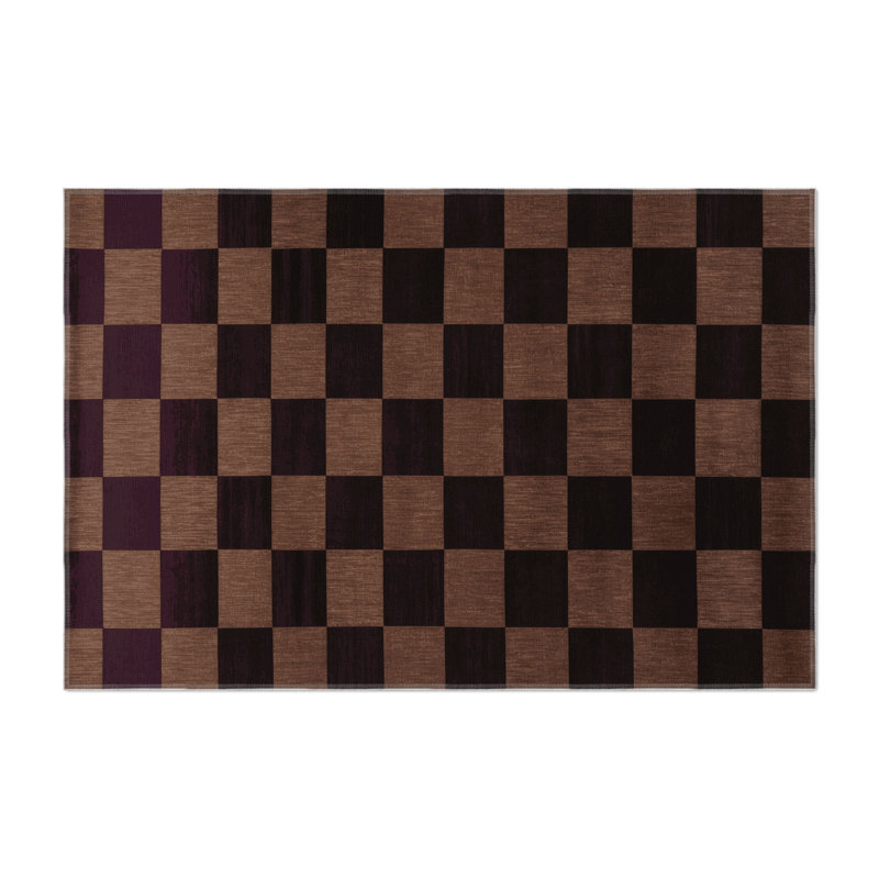 Tapis intérieur / extérieur noir à carreaux, Rectangulaire 2 pi x 3 pi