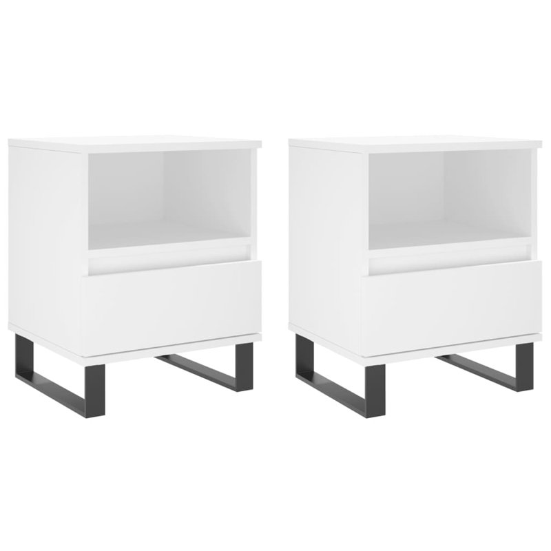 Molla 40cm W Manufactured Wood Bedside Table, White, Set Of 2