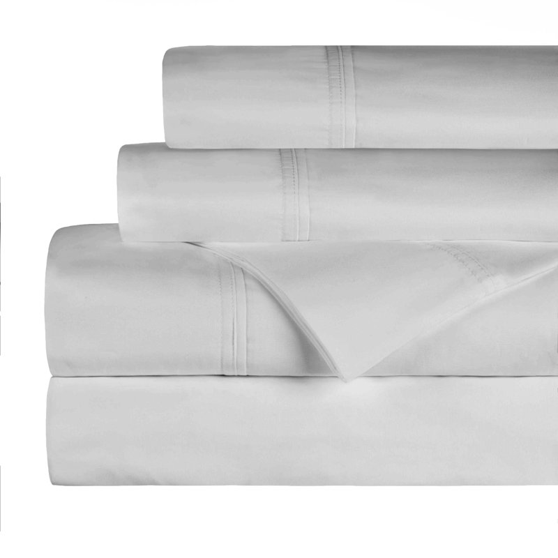 Ensemble de draps en coton biologique, Argent, Ensemble de draps pour très grand lit + un drap-h