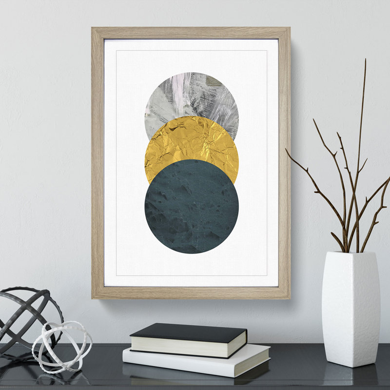 Textured Shapes No.1 - Framed Print, 90cm H x 65cm W x 2cm D, Oak Framed
