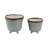 Tripod Footed Stoneware Planter Set With Organic Rim Detail - Set Of 2-1715916980