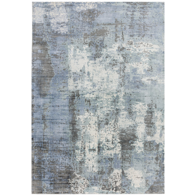 Midhurst Hand Woven Silky Blue/Grey Area Rug, Rectangle 160 x 230cm
