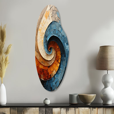 Spirale en collage - Art mural métallique abstrait en spirale aux formes courbes et asymétriques