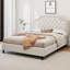 Grand lit tapissier avec tête de lit en velours, sans sommier, bois massif, capacité de poids de 600 lb-1275001687-1275001686
