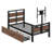 Twin Size Metal Platform Bed With Two Drawers And Rotatable TV Stand