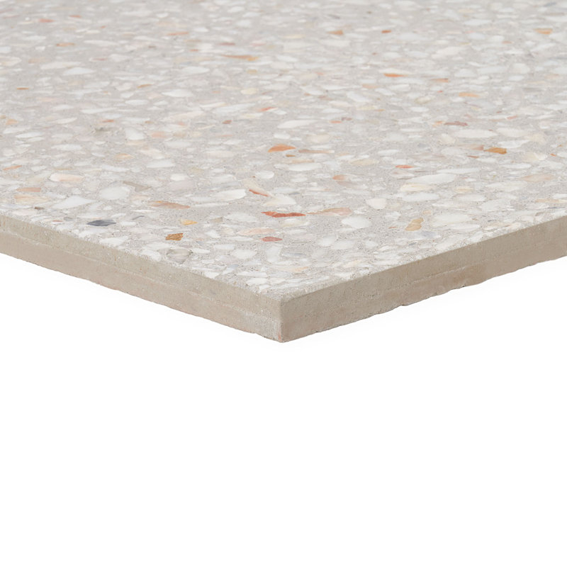 True Terrazzo 16x16 Polished Terrazzo Tile, Dove Gray