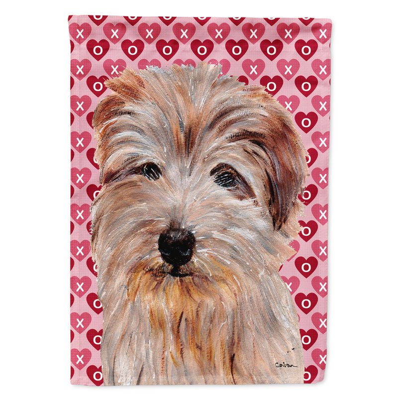 Drapeau de jardin à 2 côtés Avariella Cooper Love and Hearts, Norfolk Terrier (brun et gris)