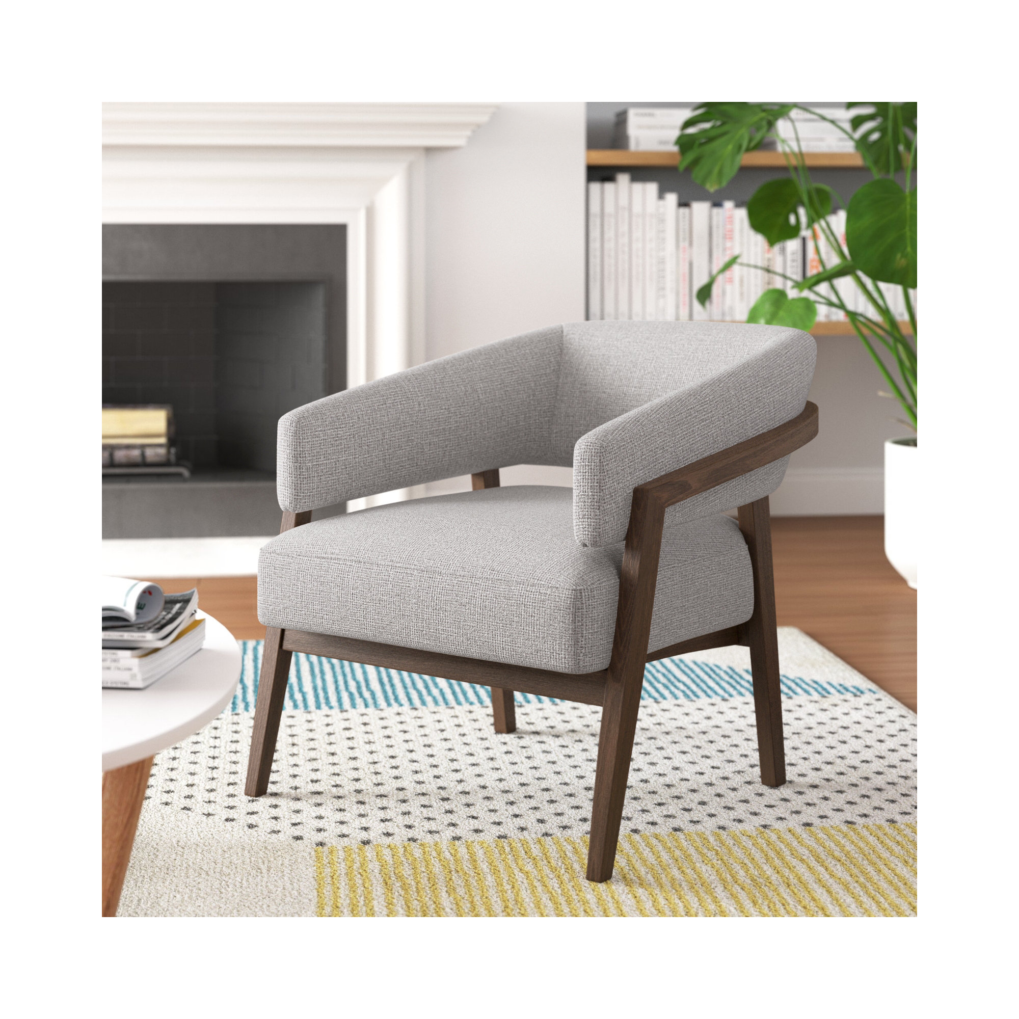 Maudette Upholstered Barrel Chair, Gibson Silver