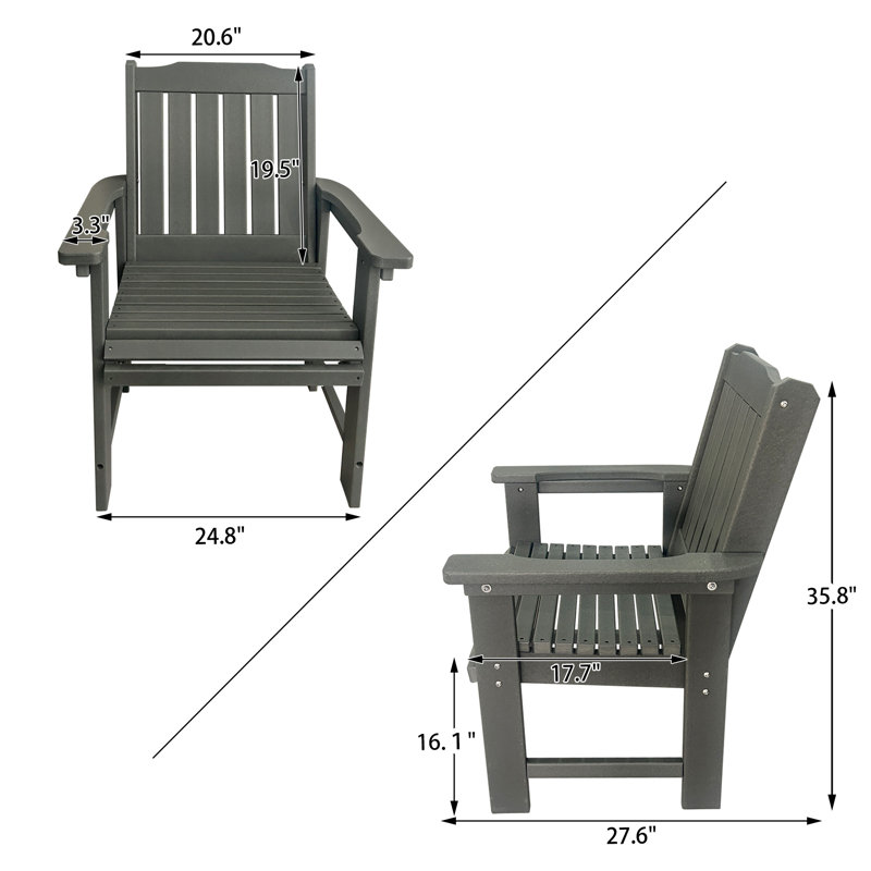 Chaise de patio en PEHD, gris