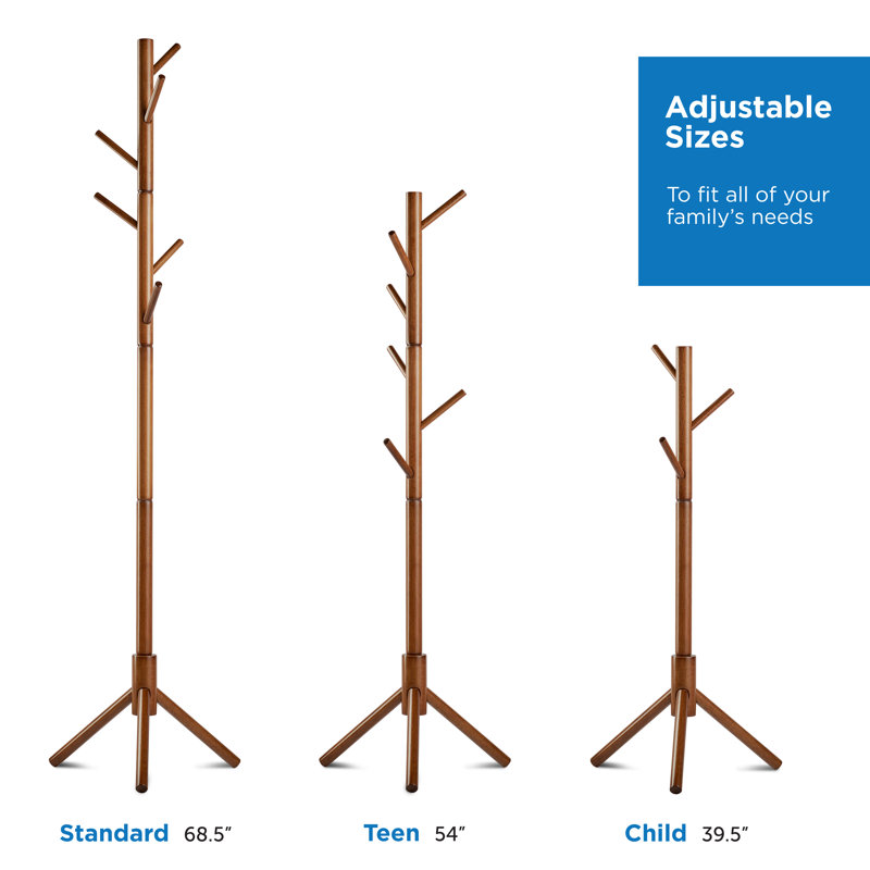 Solid Wood Freestanding 6 - Hook Coat Rack
