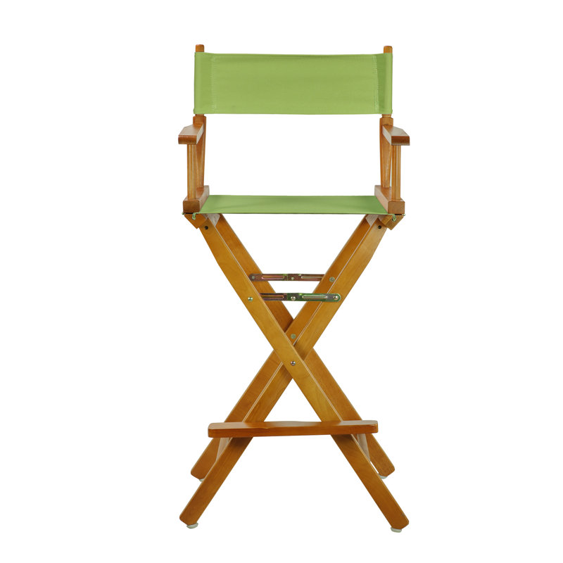 30" Folding Director Chair with Canvas, Honey Oak, Lime Green