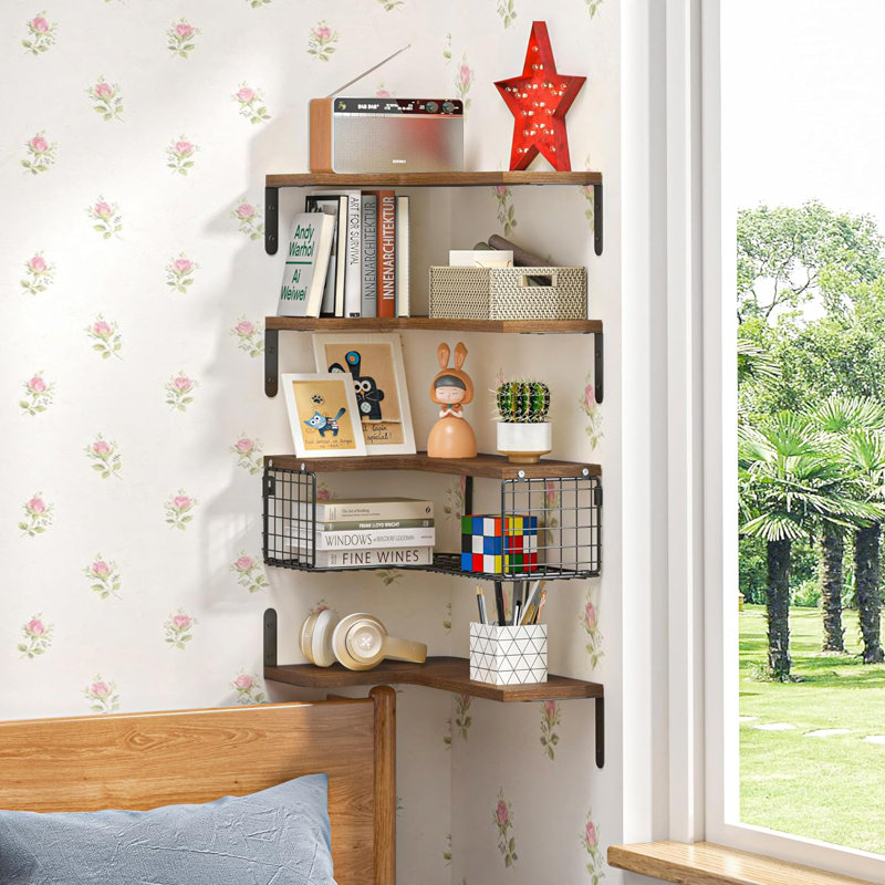 Codei Wall Bathroom Shelves, Dark Brown