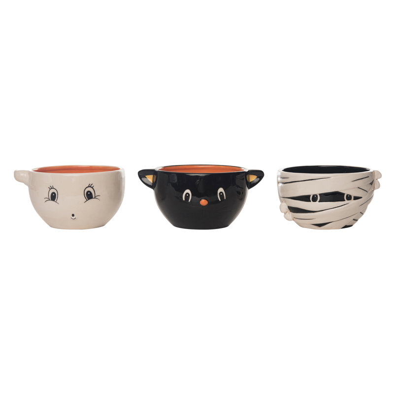  Ceramic Halloween Character Bowl Set of 3 Halloween Home Decorations