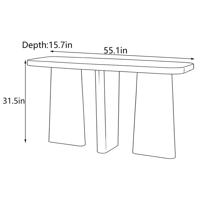 Console en bois massif de style Wabi-Sabi, H 31,5 po x l 55,1 po x P 15,7 po