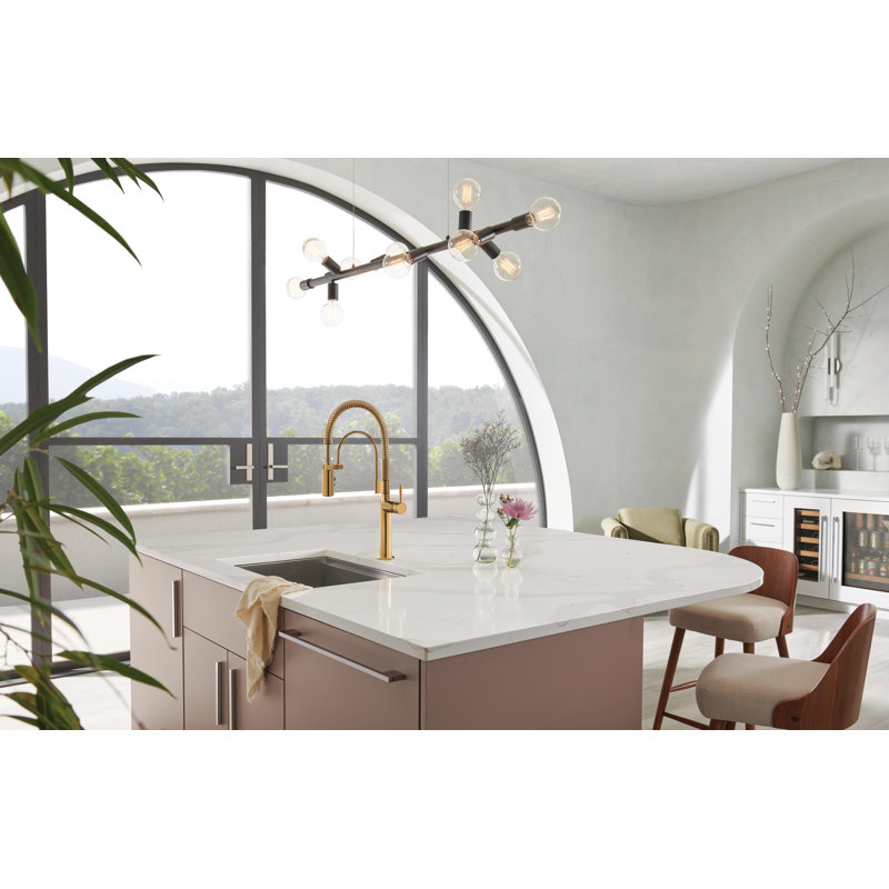 Odin® Semi-Professional Kitchen Faucet, Polished Gold, Metal Lever Handle