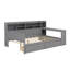 Lit de jour double en bois avec tablettes de rangement intégrées, lit multifonctionnel avec deux tiroirs et un bureau d'étude